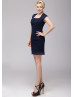 Navy Blue Eyelash Lace Keyhole Back Mother Dress 